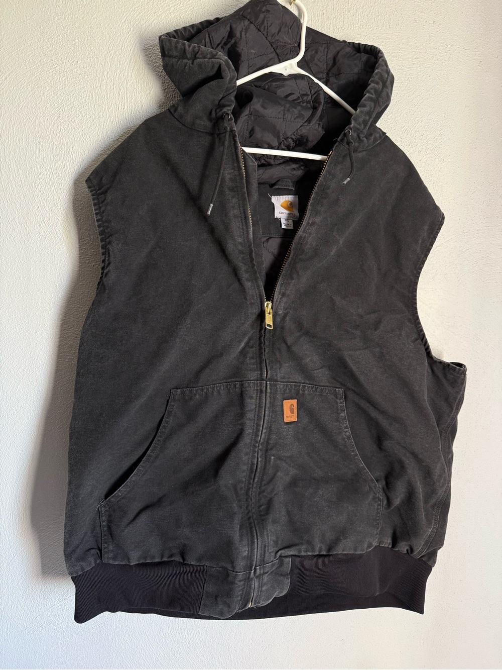 Carhartt Black Hooded Quilted-Lined Work Vest